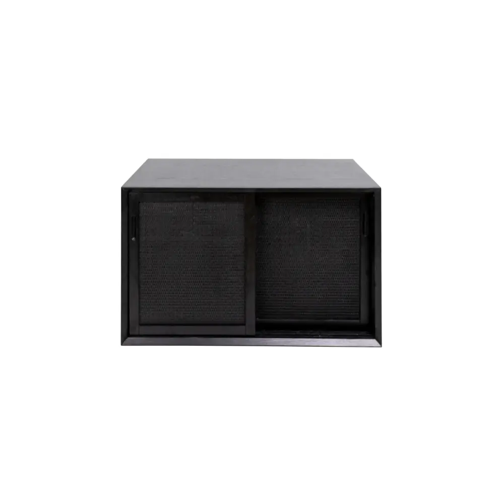 Minimalist Bathroom Cabinet - Black Rattan - Nestor - 80 cm