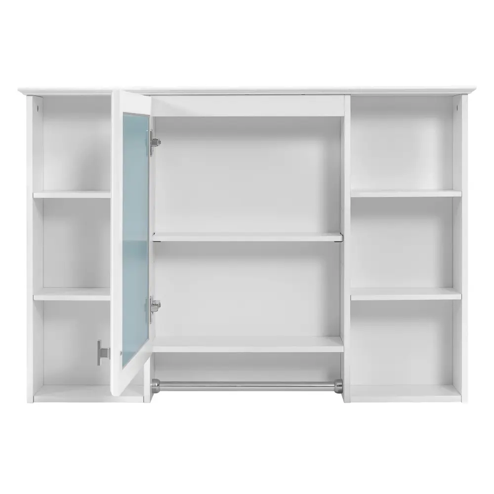 3 1 Modern Bathroom Mirror Cabinet Adjustable Shelf, Soft Close Door, High Definition Mirror & Towel Bar