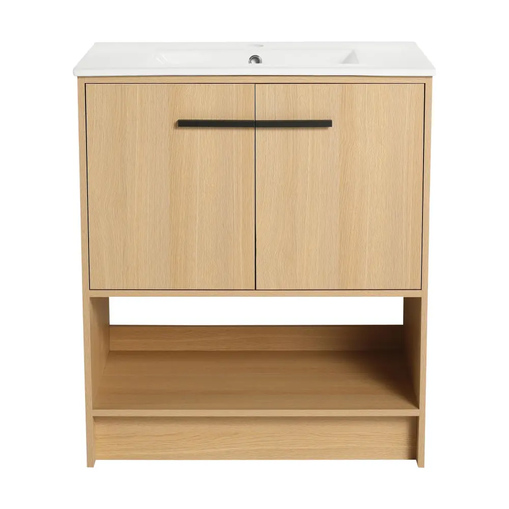 Modern Bathroom Vanity Earthenware Sink, Freestanding Cabinet, Soft Closing Doors | Rustproof & Easy Clean
