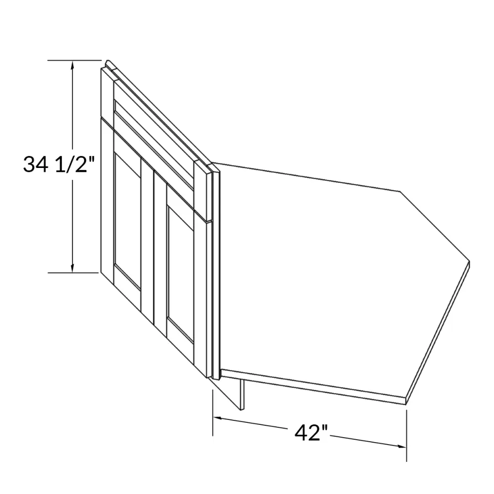 Sink Front Corner Base Kitchen Cabinet SFC42 Alpina Ivory LessCare 34.5 . height 42 . depth