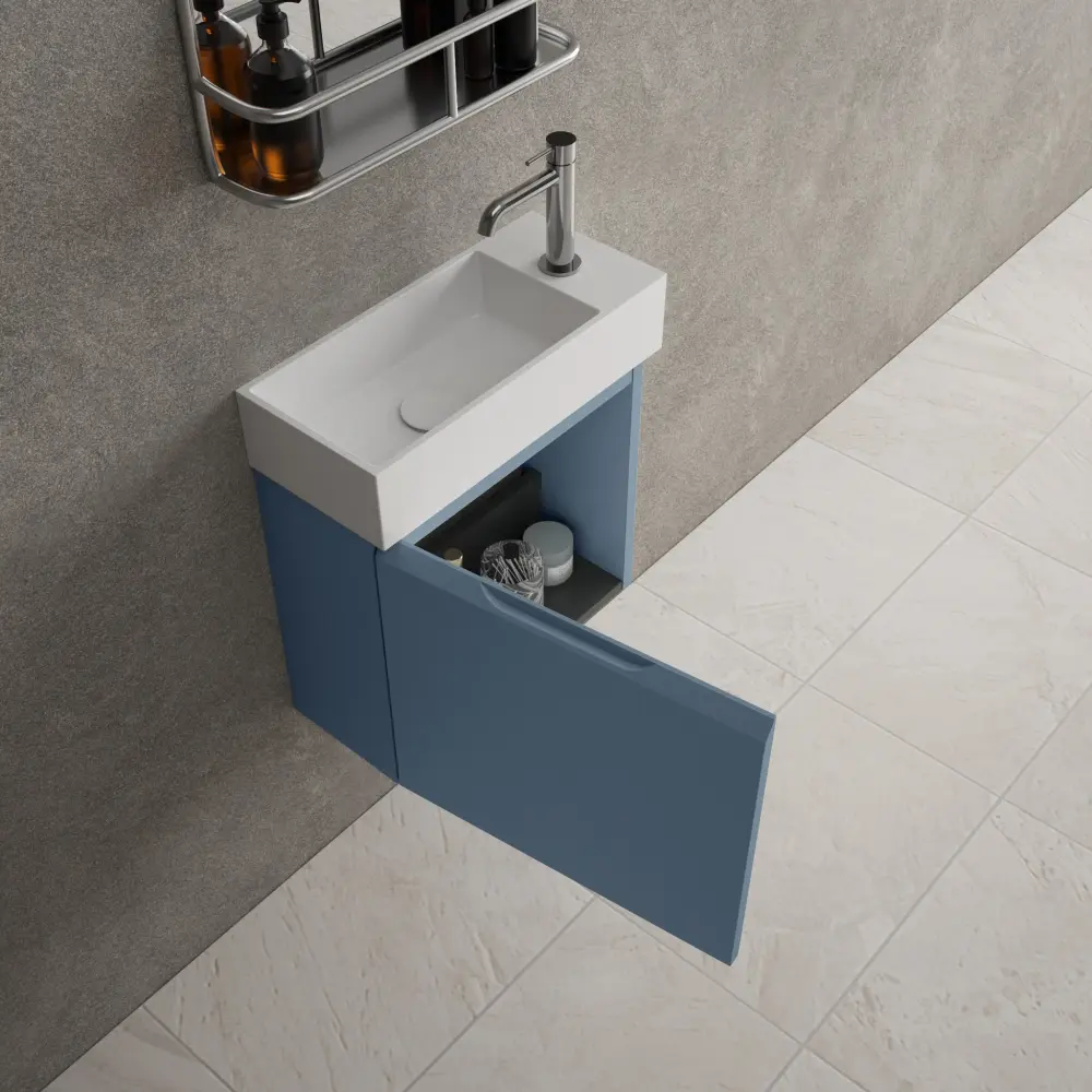 Tasca Single Door Vanity Unit Beyondstone Basin - Matt Indigo 450mm