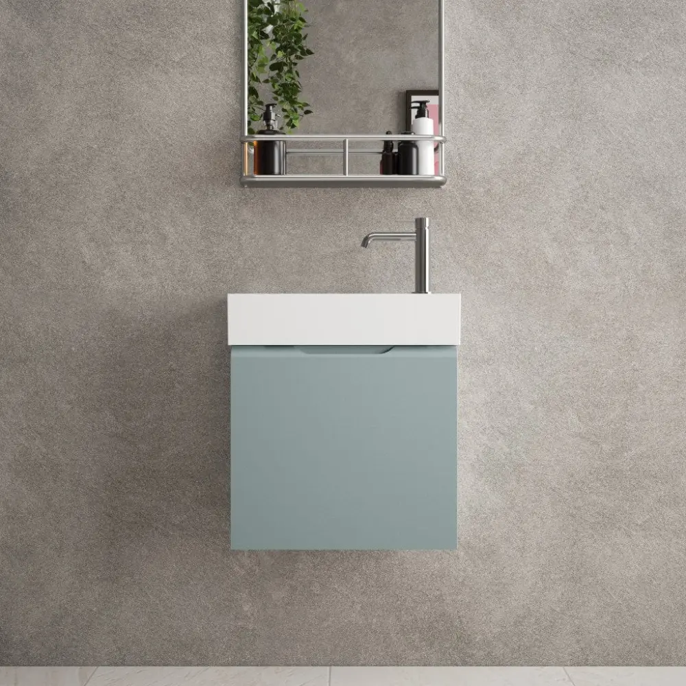 Tasca Single Door Vanity Unit Beyondstone Basin - Matt Fjord 450mm