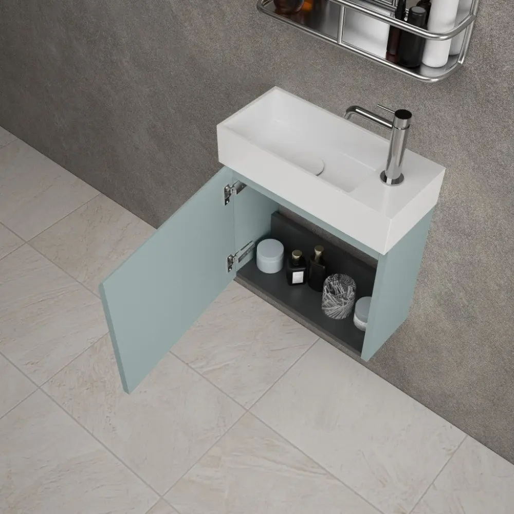 Tasca Single Door Vanity Unit Beyondstone Basin - Matt Fjord 450mm