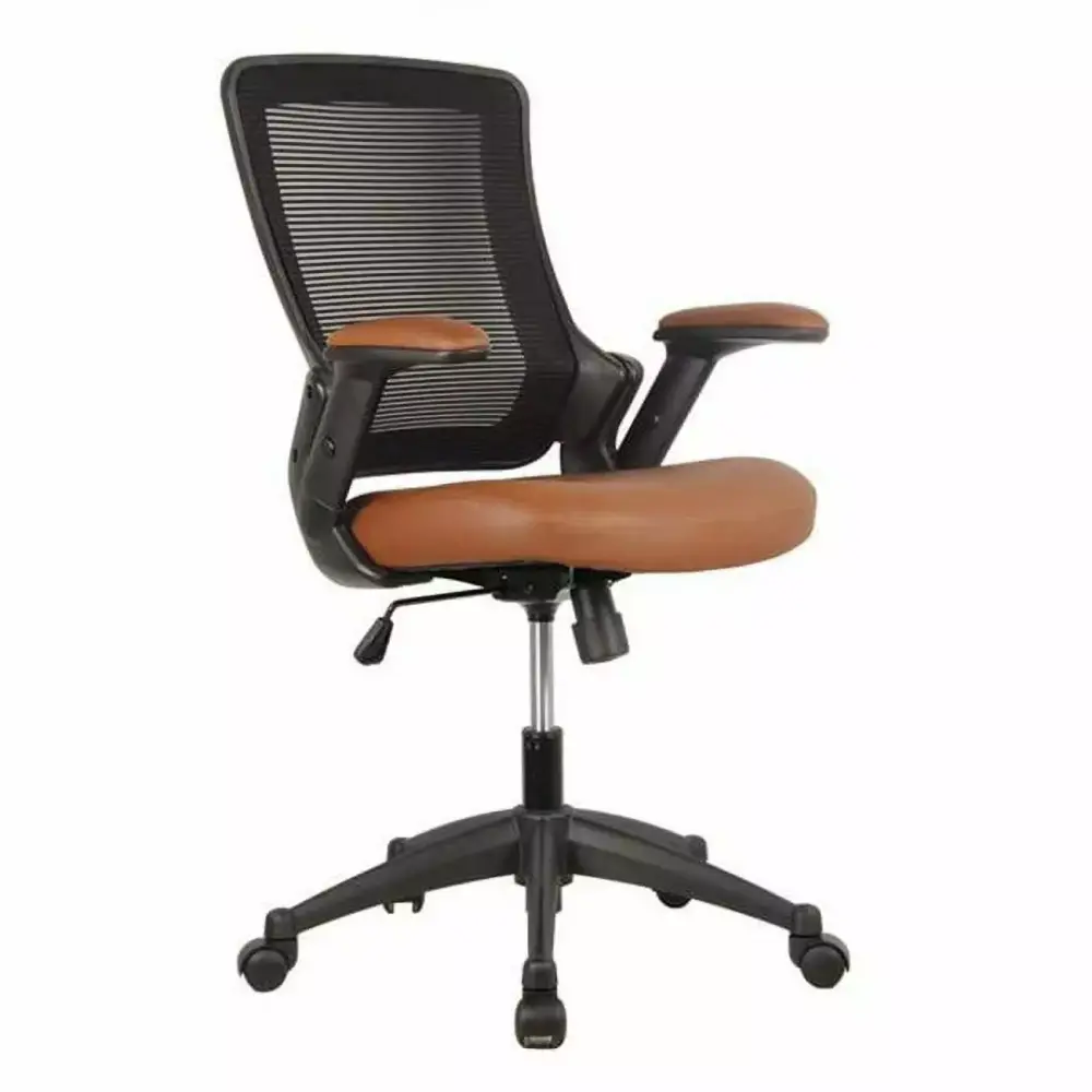 19-23.5 Mid-Back Mesh Task Office Chair Height Adjustable Arms Brown Back2Basics