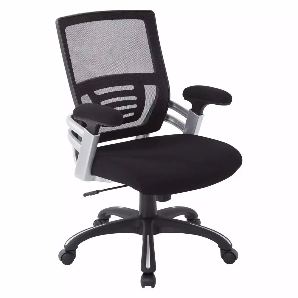 Mesh Back Black Managers Chair Fabric Seat Adjustable Fabric Padded Arms Office Star Products