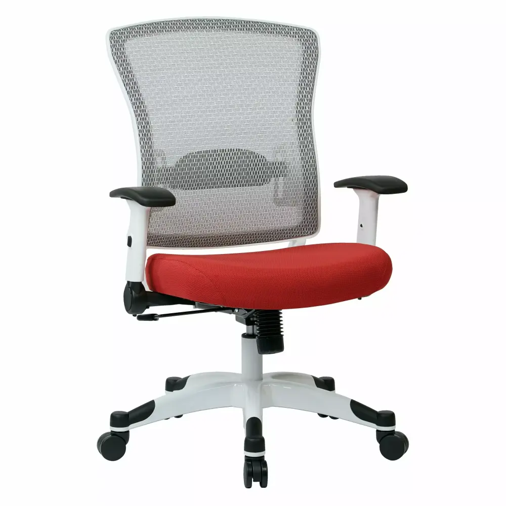 SPACE Seating White Frame Managers Chair Breathable Mesh Back Fabric Rouge Executive Chair