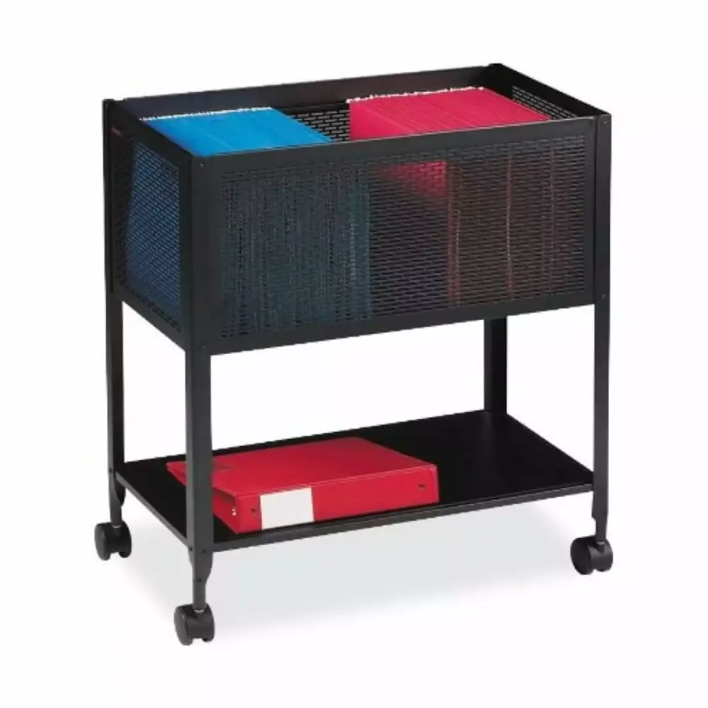 Lorell Mesh Rolling File Cart 13-1/4 24 27-1/2-Inch Black Mobile Organizer
