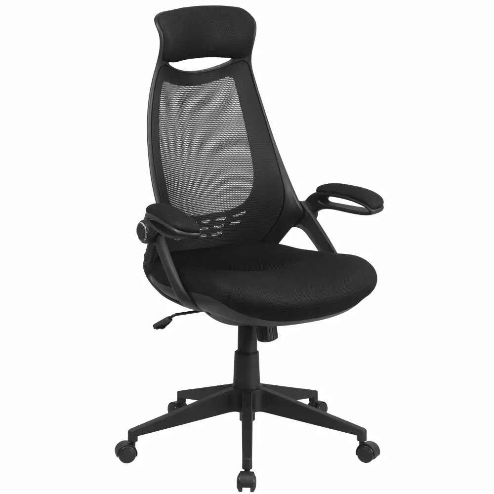 Line Furniture Fionan Black Mesh Executive Swivel Office Chair Flip Up Arms