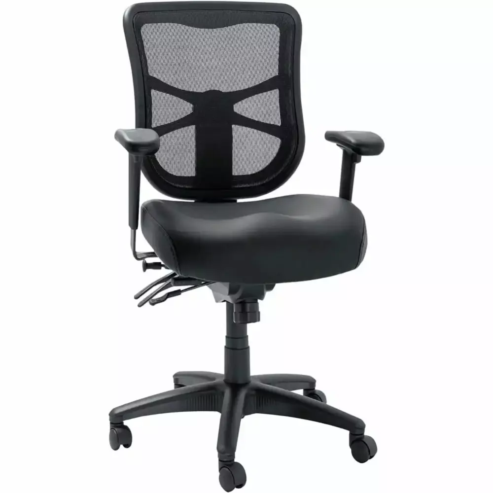 Alera Elusion Series Mesh Mid-Back Multifunction Chair - Supports 275 lb, Adjustable Seat Height - Black