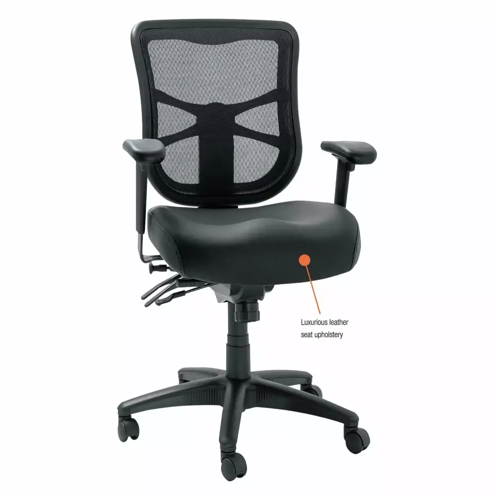 Alera Elusion Series Mesh Mid-Back Multifunction Chair - Supports 275 lb, Adjustable Seat Height - Black