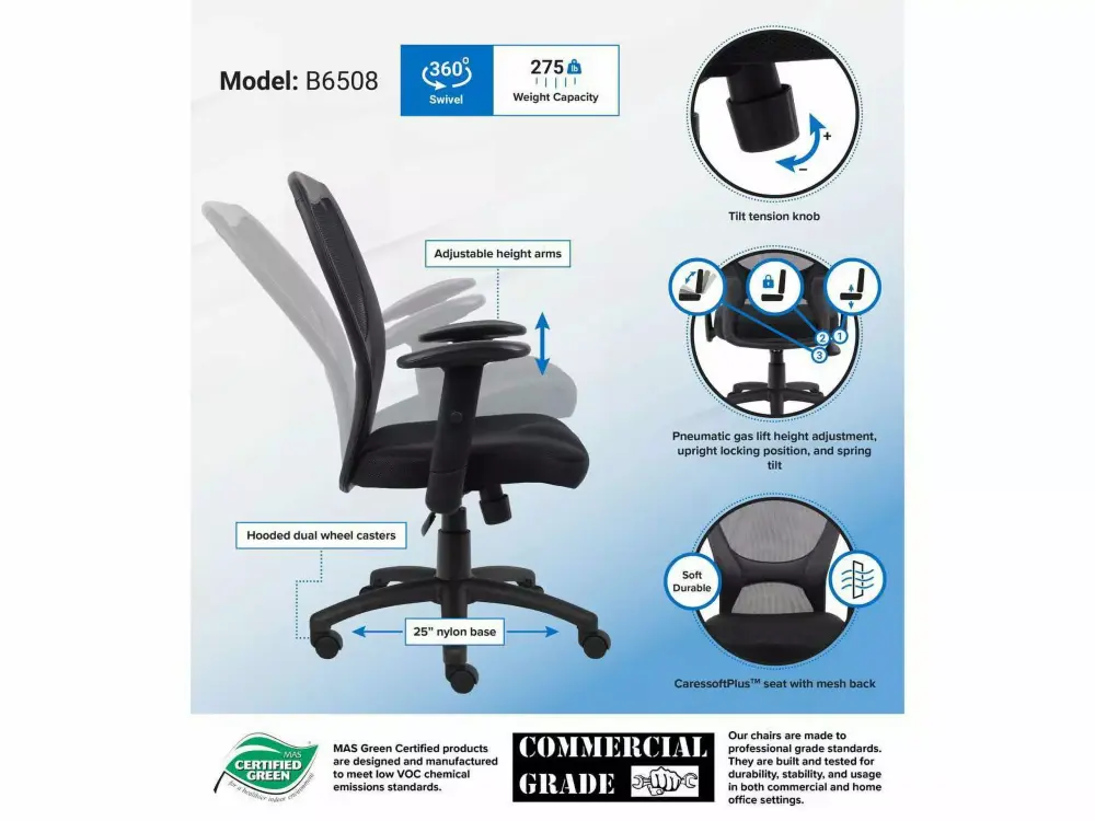 Boss Office Budget Mesh Adjustable Task Office Chair Black Boss Office Products