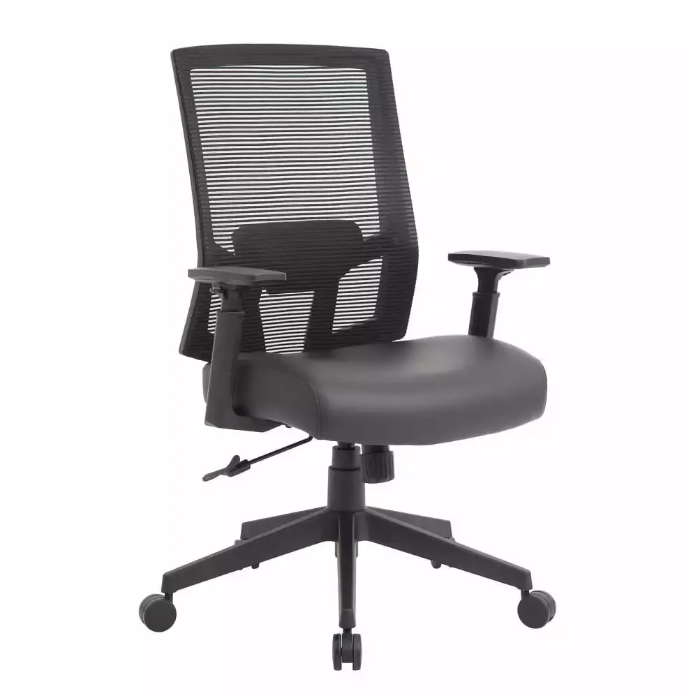 Boss Office Mesh Back Vinyl Task Chair Black Synchro Tilt Mechanism Boss Office Products