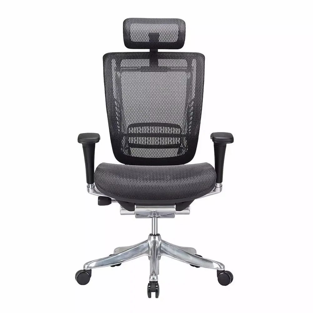 GM Seating Enklave XL Mesh Executive High Back Swivel Chair Chrome Base Headrest Black