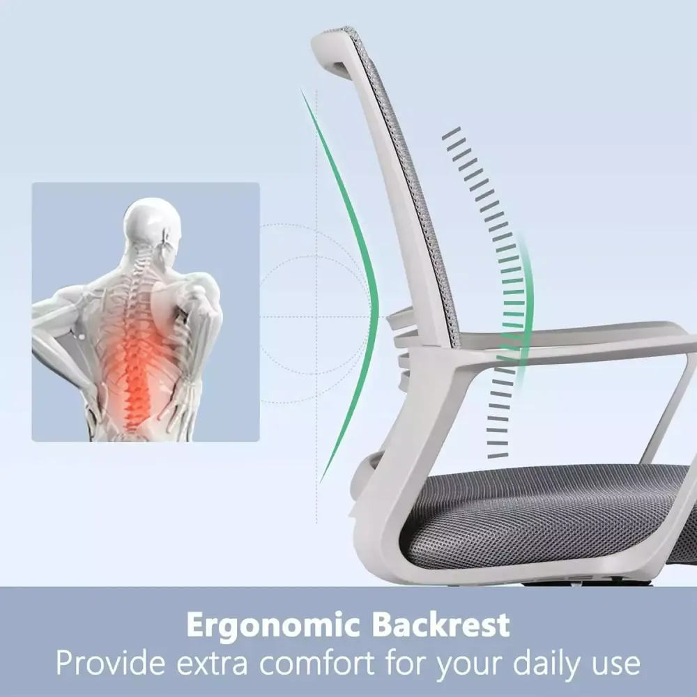 Open Box SMUG Ergonomic Mid Back Breathable Mesh Swivel Desk Chair Gray