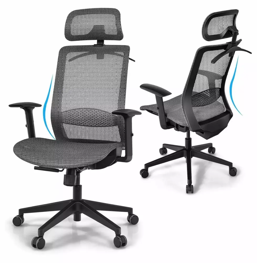 TriGol Ergonomic Mesh Office Chair - High Back Computer Desk Tilt Lock Mesh Seat Lumbar Support and Clothing Hanger