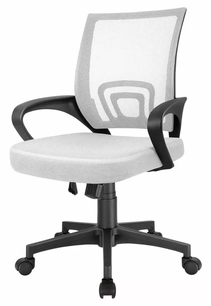 Yunwen Ergonomic Mesh Office Chair Lumbar Support and Armrests Swivel Task Executive Chair White