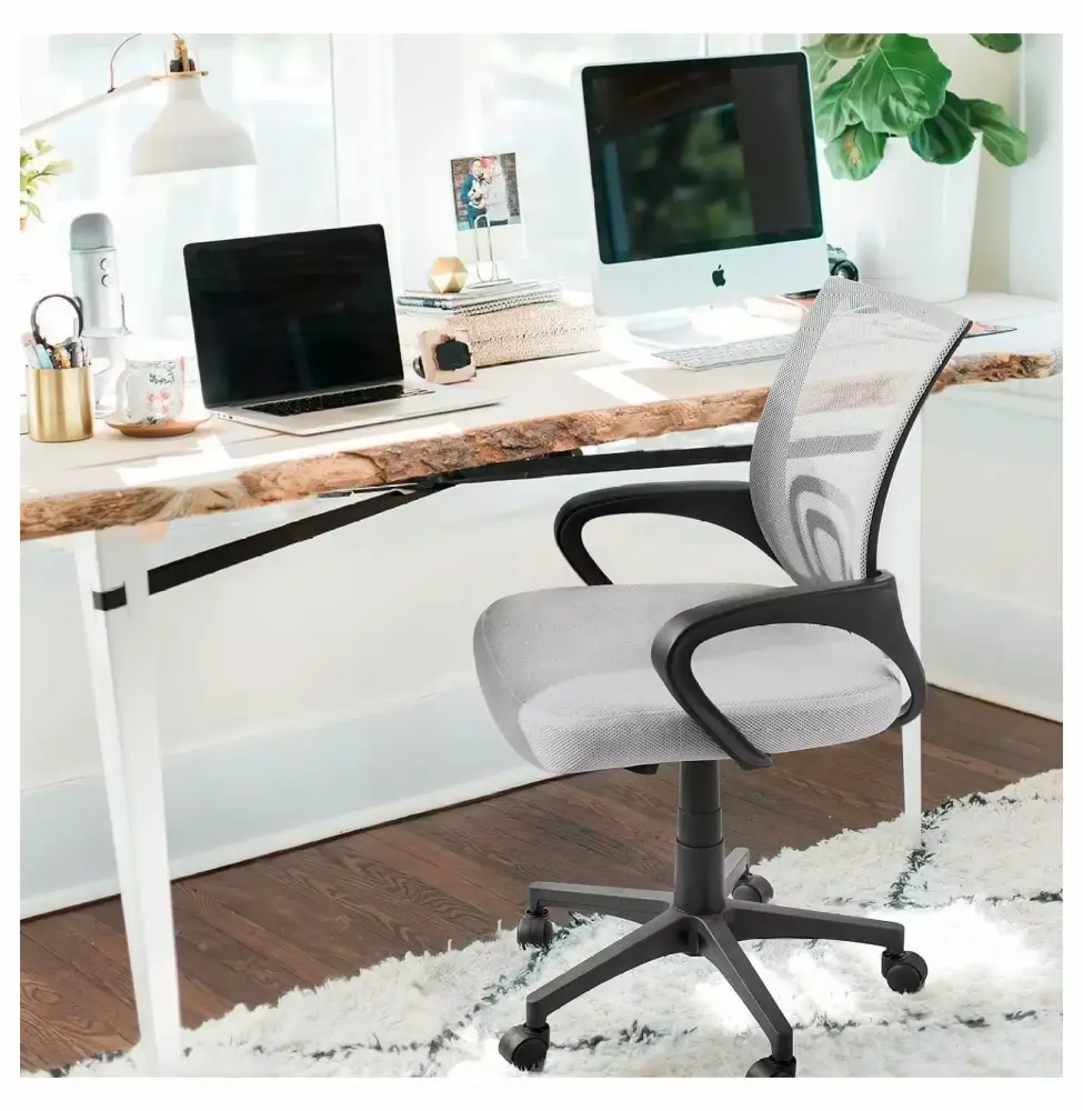 Yunwen Ergonomic Mesh Office Chair Lumbar Support and Armrests Swivel Task Executive Chair White