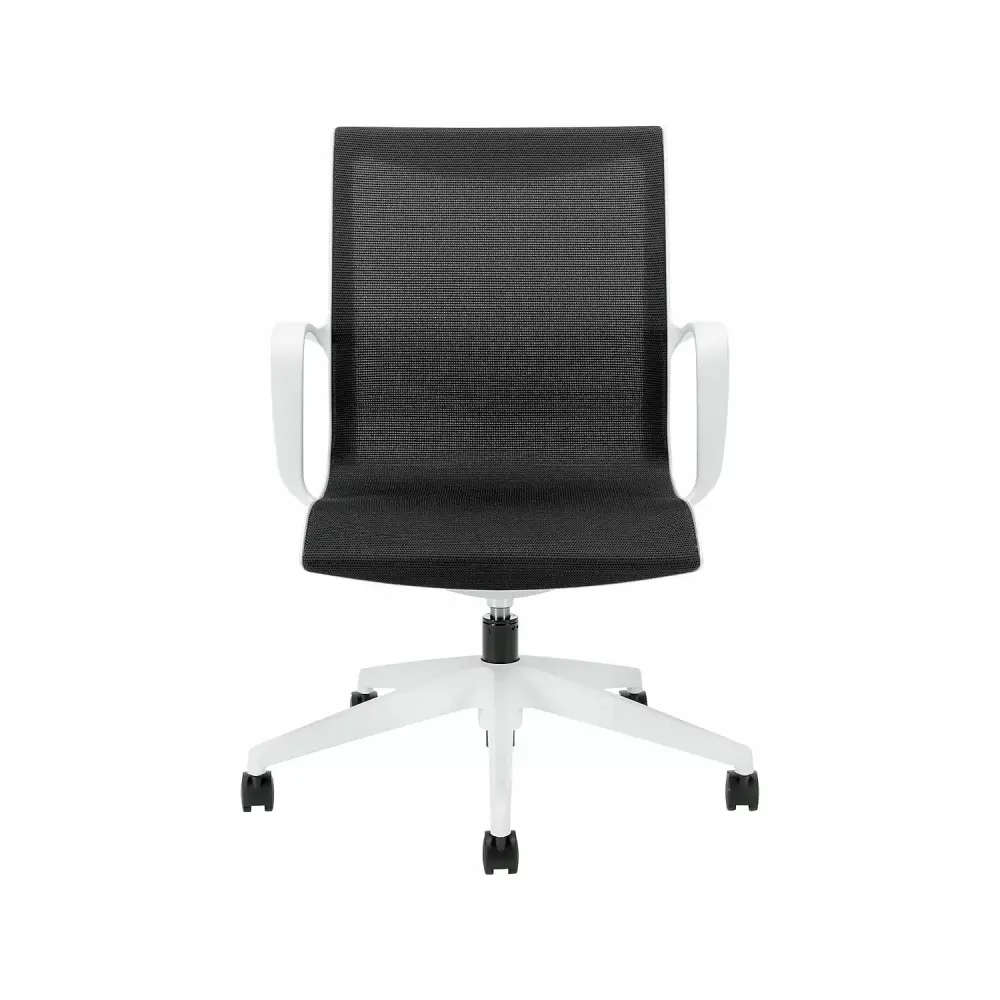 Global Solar Mesh Conference Chair White Black 8457MDN Ergonomic Comfortable