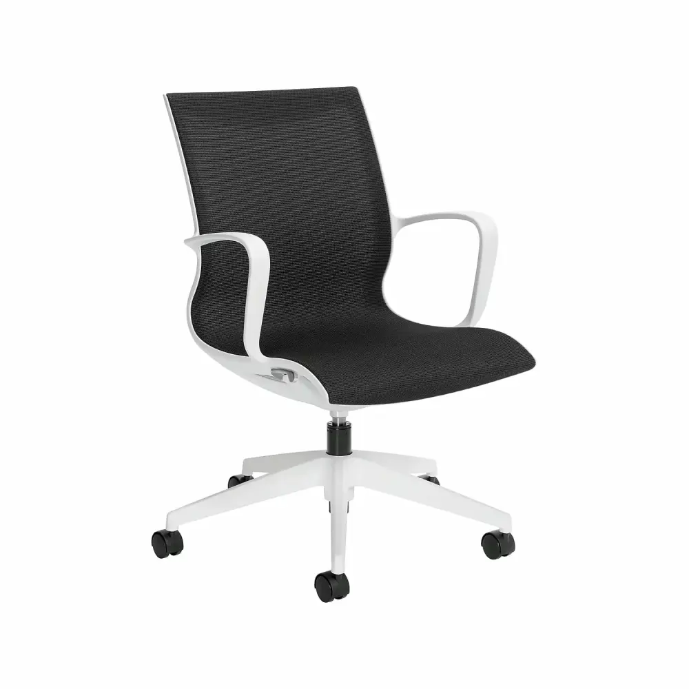 Global Solar Mesh Conference Chair White Black 8457MDN Ergonomic Comfortable