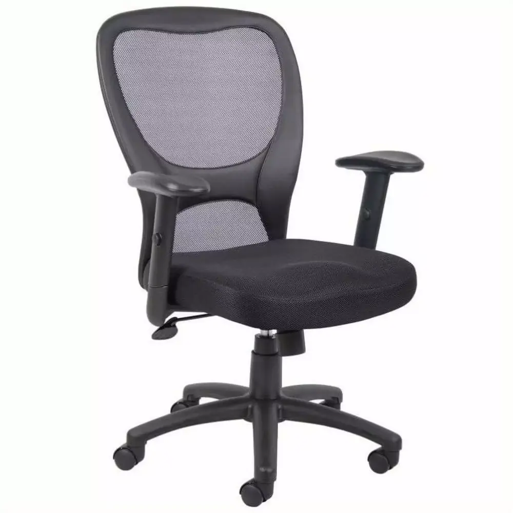 Scranton & Co Mesh Fabric Adjustable Height Arms Task Office Chair Black - Ergonomic and Stylish