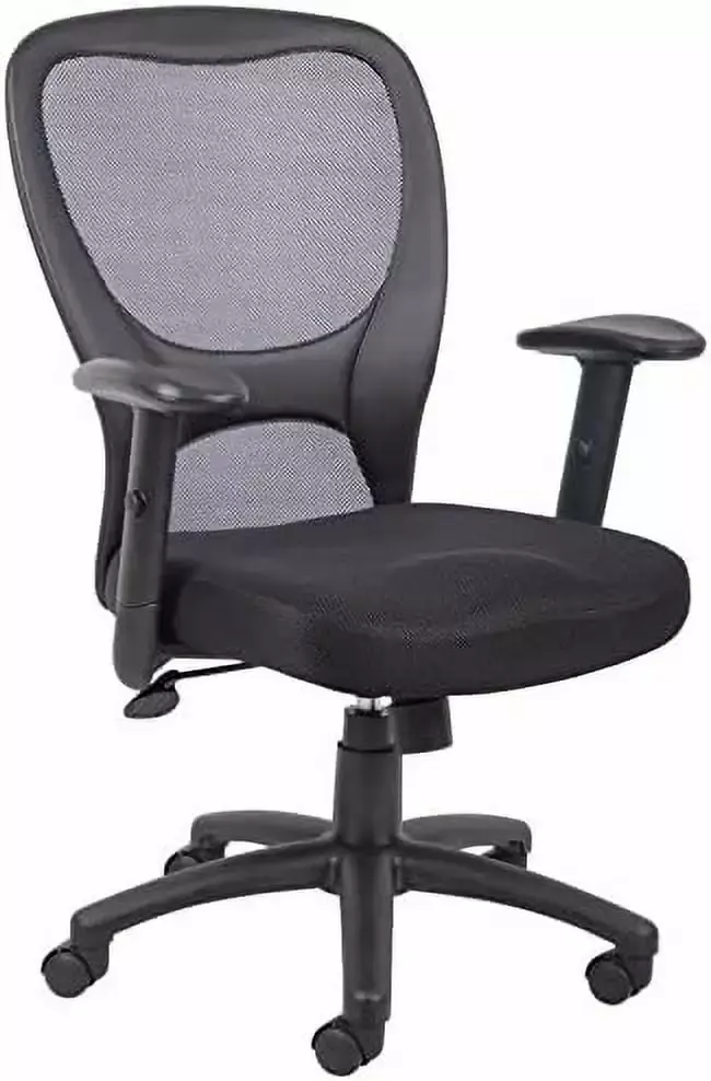 Scranton & Co Mesh Fabric Adjustable Height Arms Task Office Chair Black - Ergonomic and Stylish