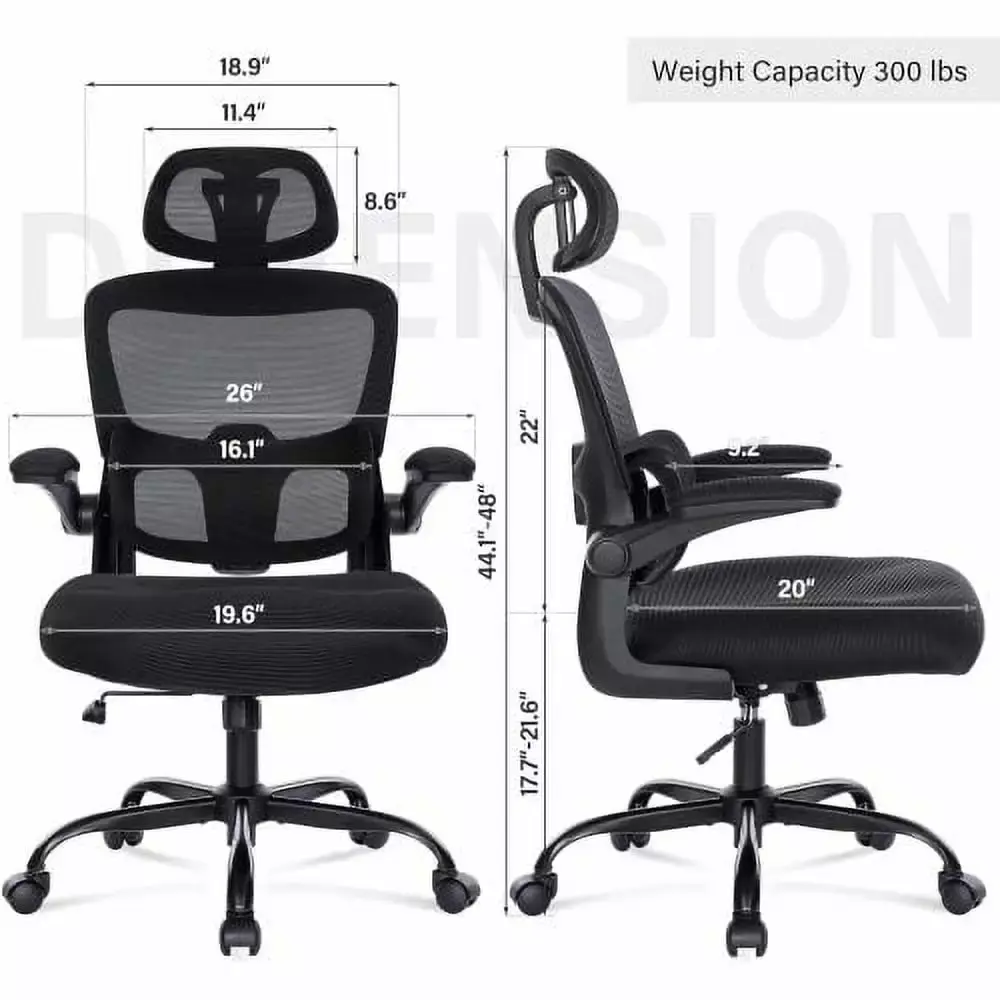 CoSoTower Ergonomic Mesh Office Chair 3D Adjustable Lumbar Support High Back Desk Chair Flip-Up Arms