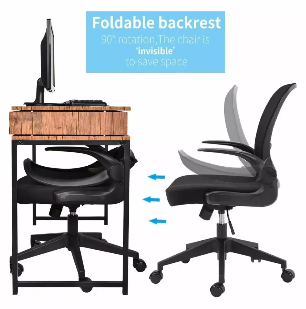 ZQRPCA Ergonomic Office Chair Mesh Foldable Backrest Adjustable Arms 360 Degree Wheels