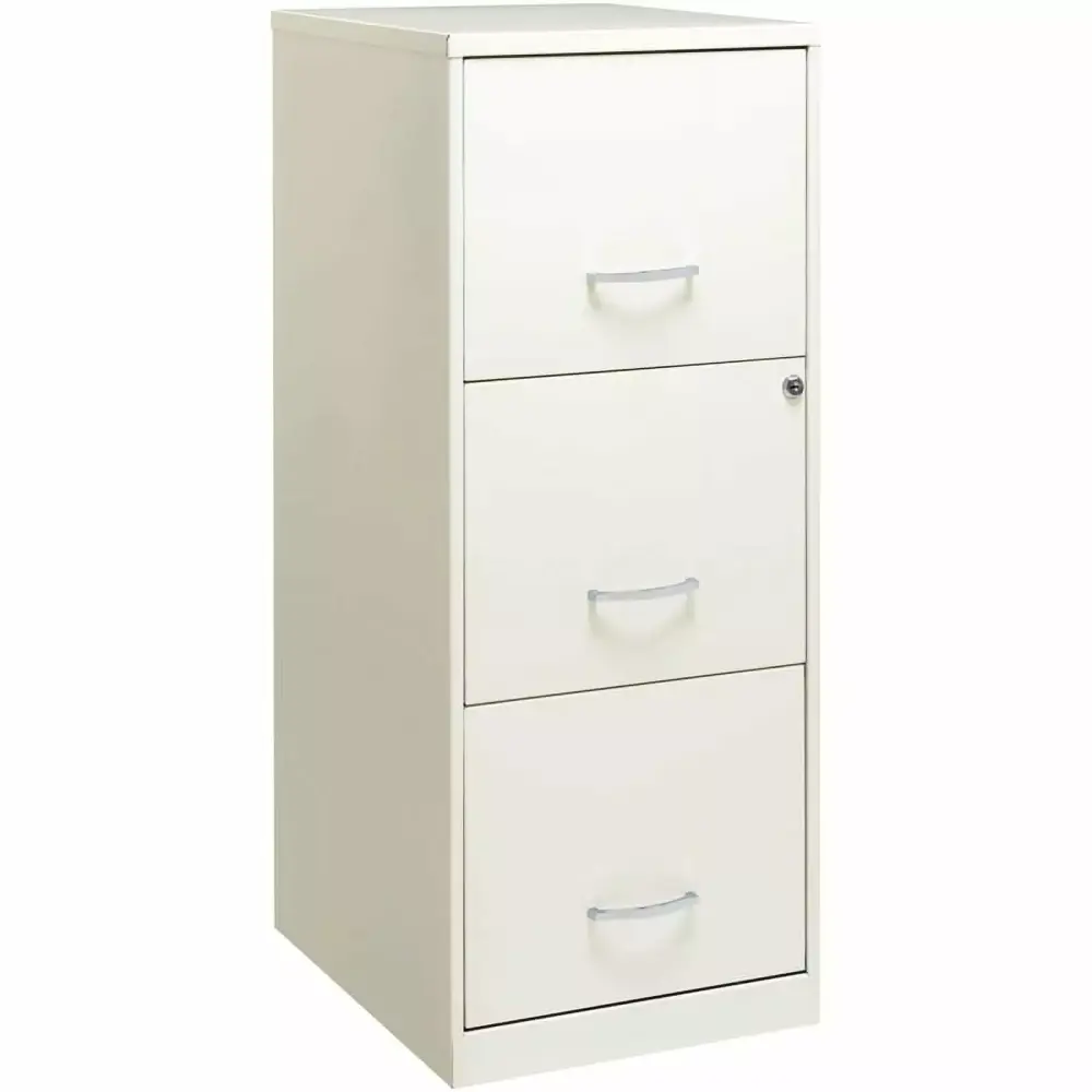 Pemberly Row 3 Drawers Vertical White Metal Filing Cabinet Pre-assembled