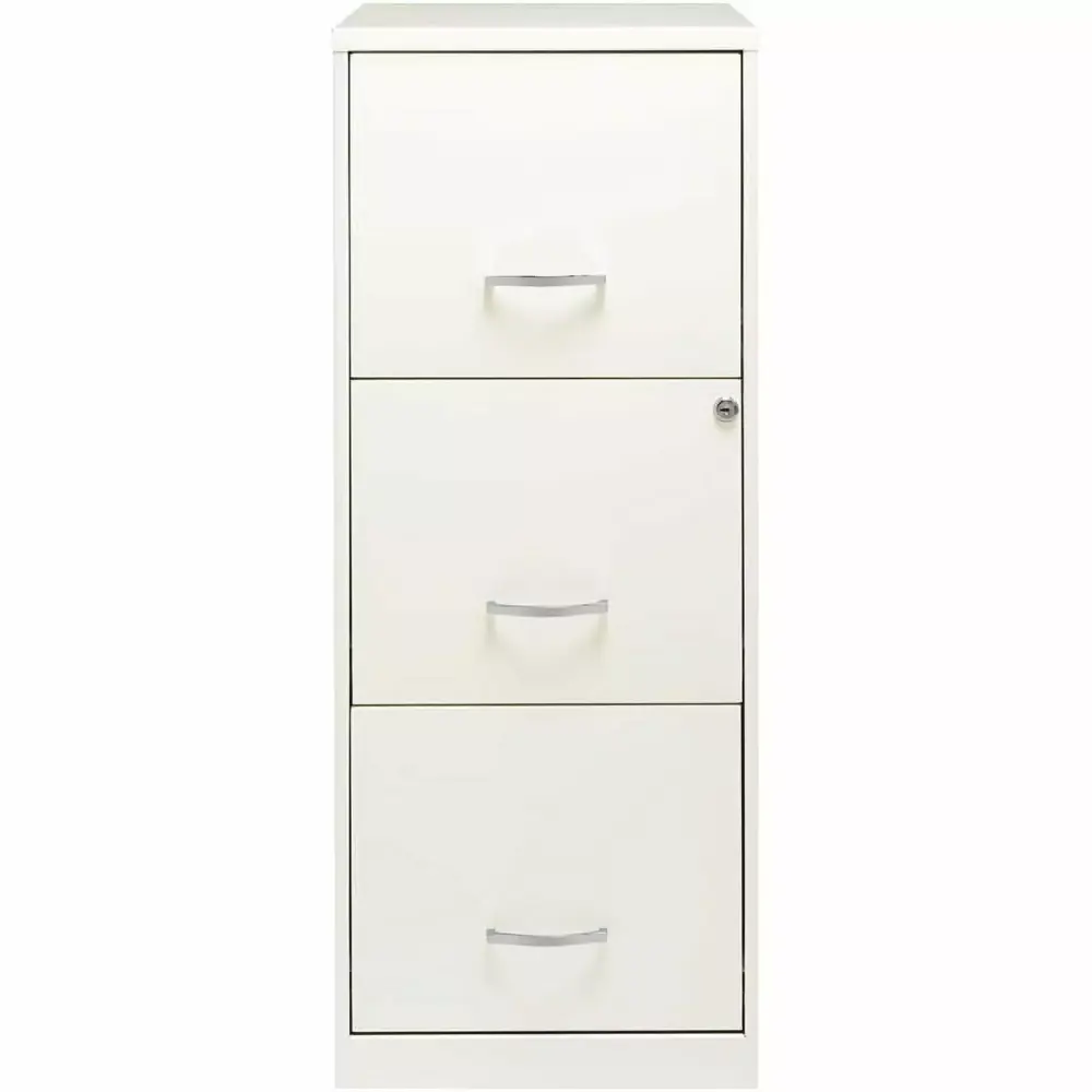 Pemberly Row 3 Drawers Vertical White Metal Filing Cabinet Pre-assembled