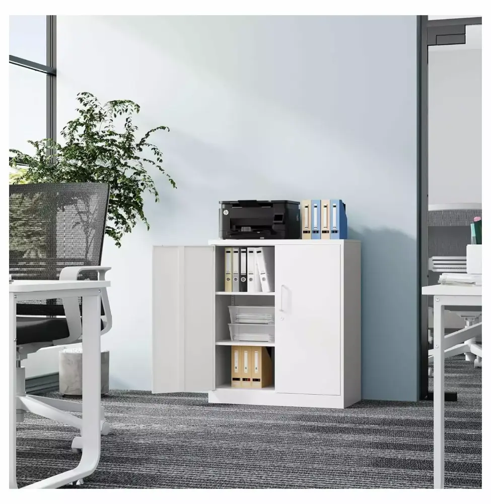 Metal Storage Cabinet 36 Tall Steel File Cabinets Lockable Doors and Adjustable Shelves White Steel Storage Cabinet Home S...