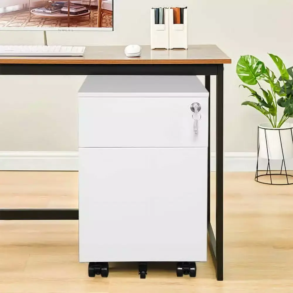 2 Drawer Mobile File Cabinet Lock Metal Filing Cabinet Legal Letter A4 F4 Size Fully Assembled Include Wheels Home Office ...