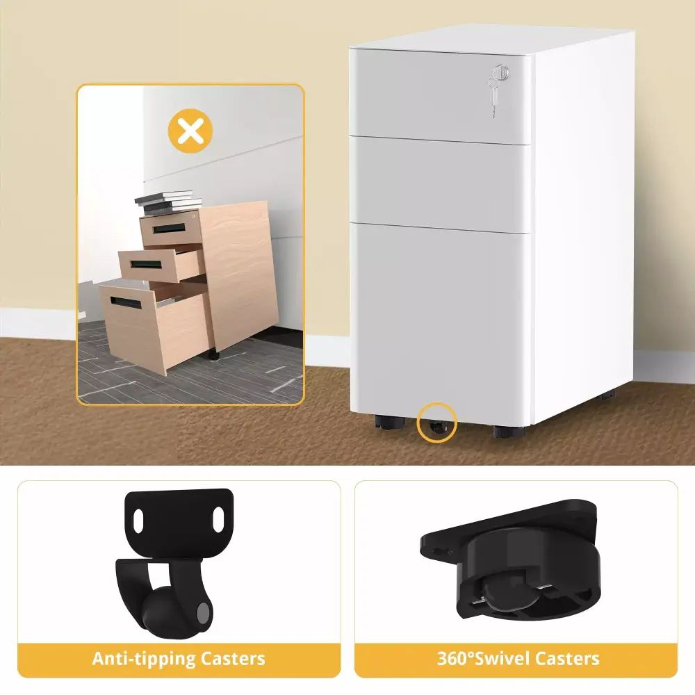 Dextrus 3 Drawer Metal File Storage Cabinet Organizer Home Office Furniture