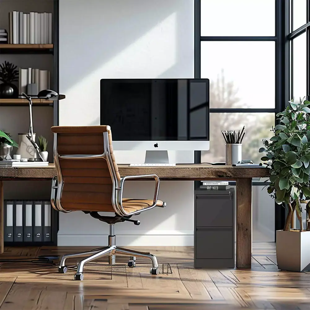 Lockable 2-Drawer Metal Vertical File Cabinet A4 Legal Size Files Office Home Use Finlon