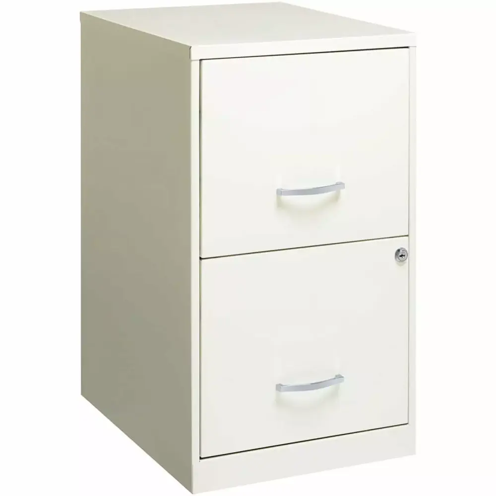 Home Square 2 Drawer Metal Filing Cabinet Set Pearl White Set 2 Office Organization