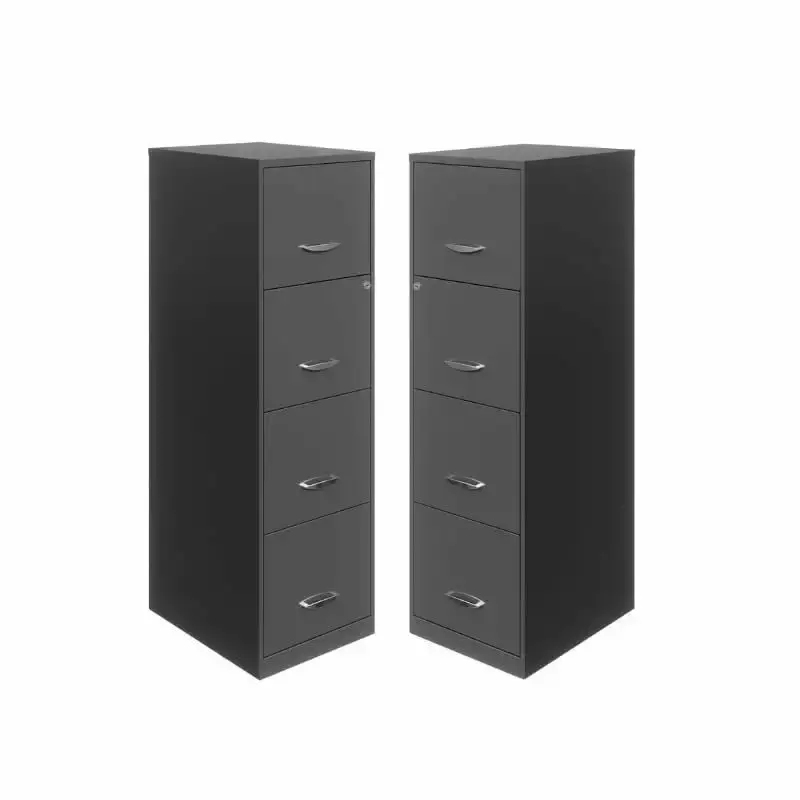 Home Square 4 Drawer Metal Vertical Filing Cabinet Set Charcoal Set 2