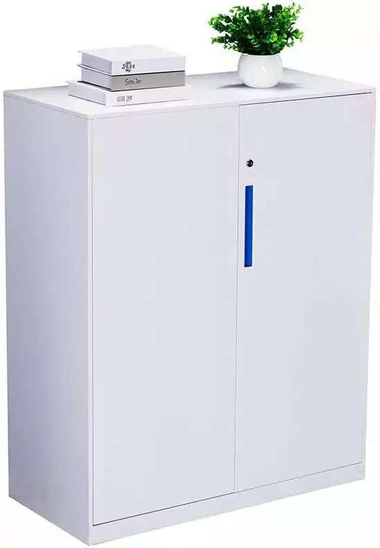 MECOLOR White Half Height Metal Office File Cabinet Swing Doors and Adjustable Shelves