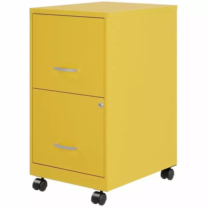 Pemberly Row 18 2-Drawer Mobile Metal Vertical File Cabinet Yellow/Goldfinch