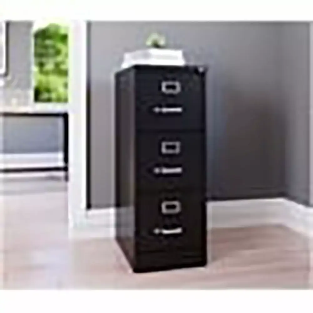 Pemberly Row 22 3-Drawer Traditional Vertical Metal File Cabinet Black