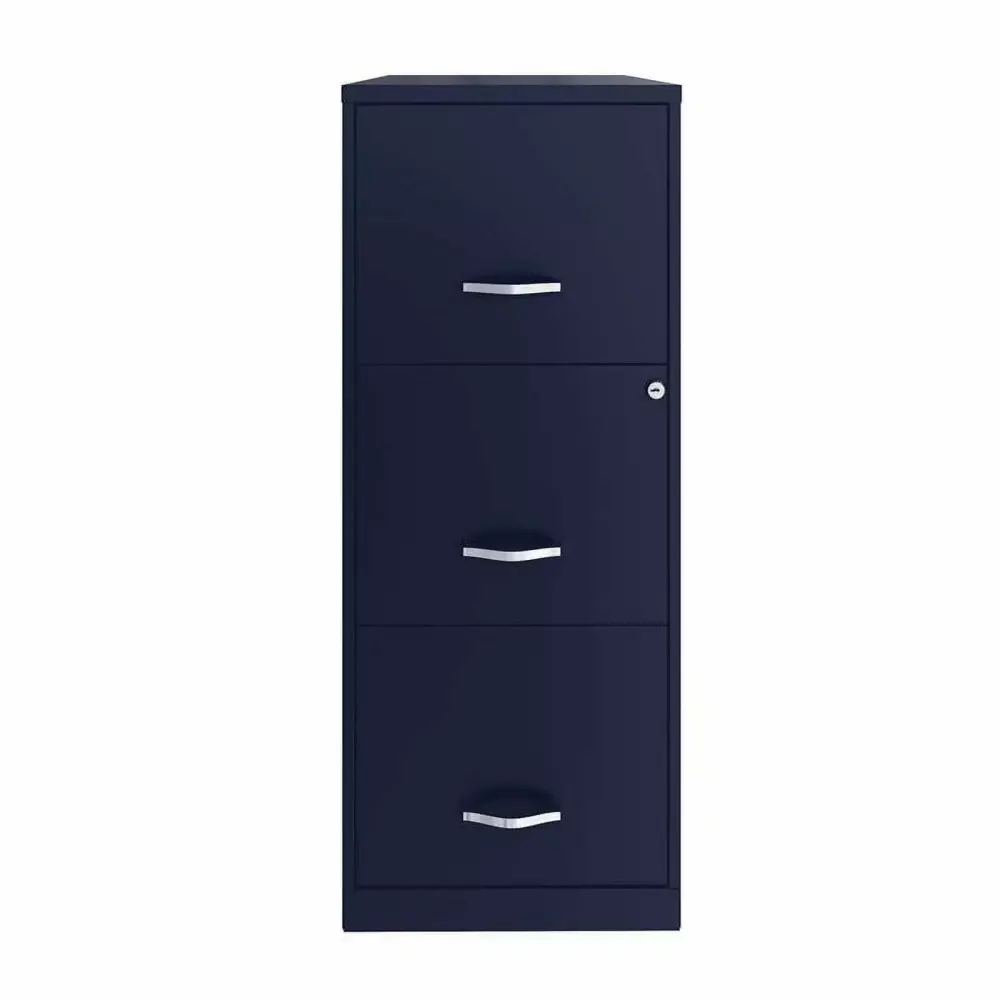 Pemberly Row 3 Drawer Metal Vertical File Cabinet Lock Navy Home Office