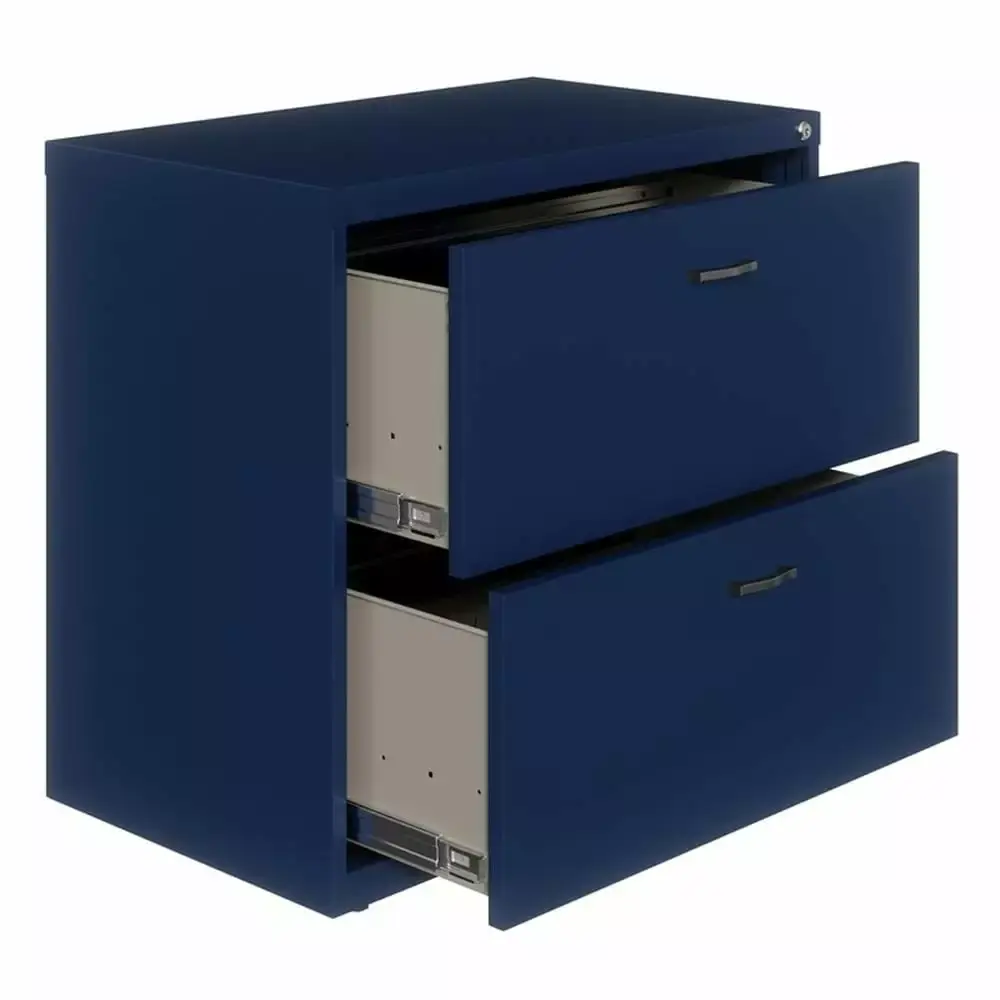 Pemberly Row Lateral Metal File Cabinet 30 . Wide 2 Drawer Navy - Stylish Office Storage