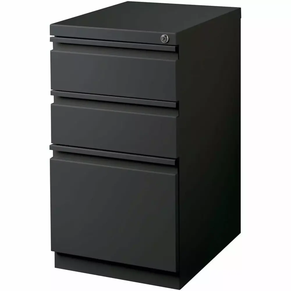 Scranton & Co 3-Drawer Modern Metal Mobile Pedestal File Cabinet Charcoal