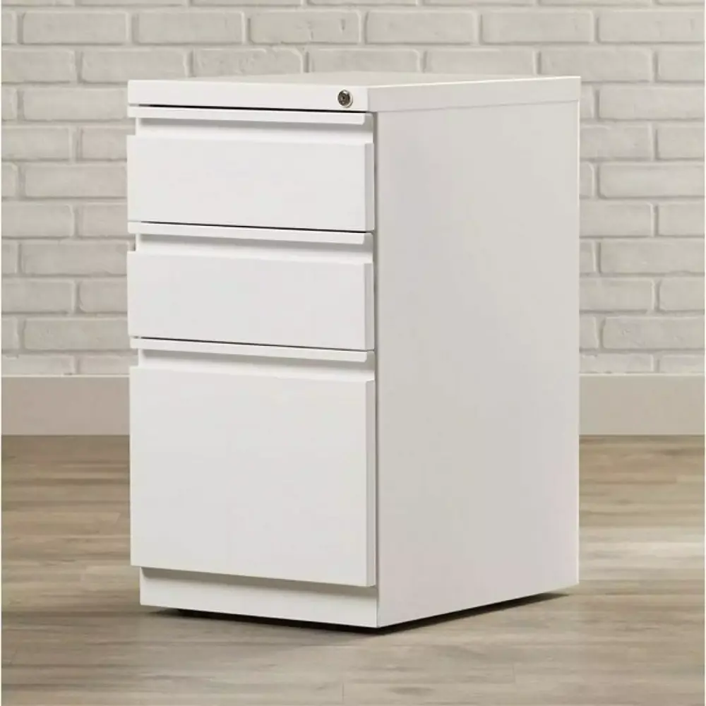 Scranton & Co 20 3-Drawer Modern Metal Mobile Pedestal File Cabinet White