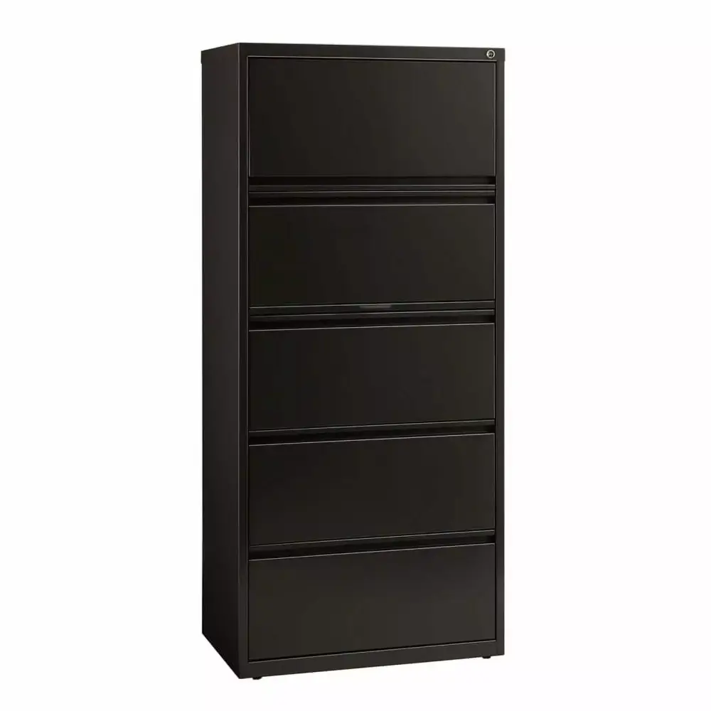 Scranton & Co 30 5-Drawer Modern Metal Lateral File Cabinet Black Office Storage