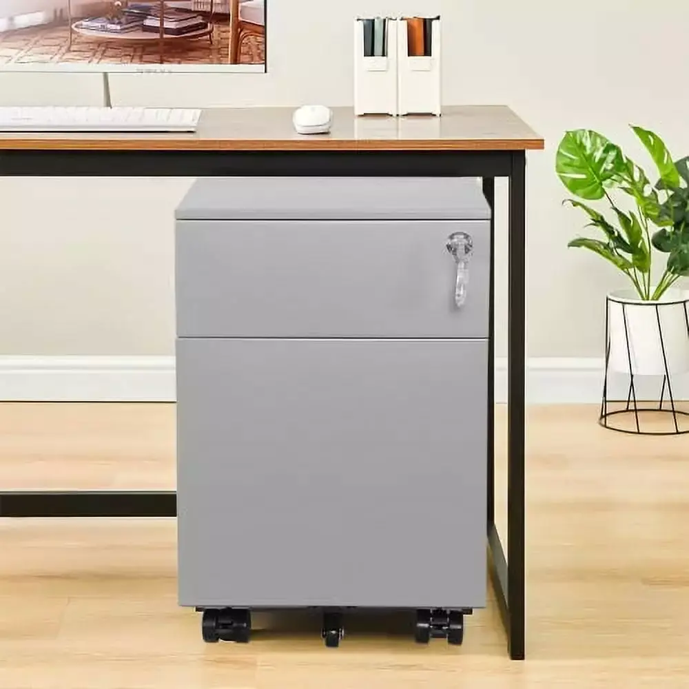 2 Drawer Mobile File Cabinet Lock Metal Filing Cabinet Legal Letter A4 F4 Size Fully Assembled Include Wheels Home Office ...