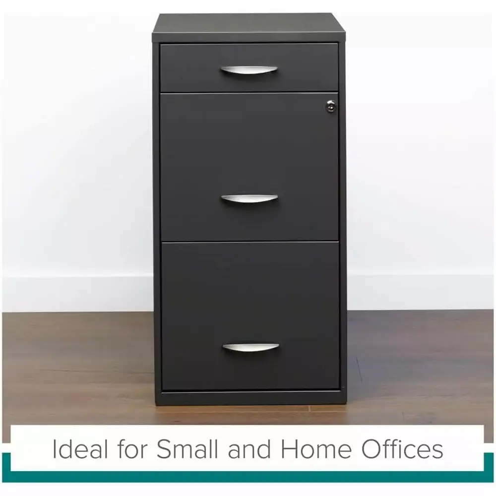 Scranton & Co 3-Drawer Contemporary Metal File Cabinet Charcoal Office Storage TeviRoom