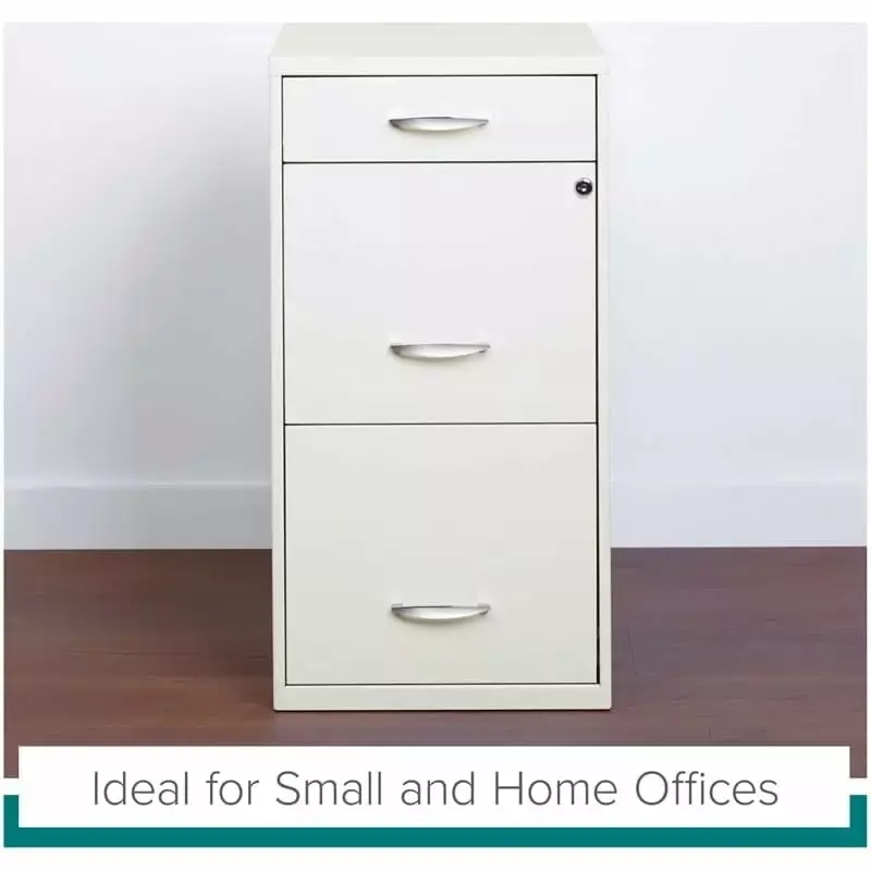 Scranton & Co 3-Drawer Contemporary Metal File Cabinet Pearl White TeviRoom