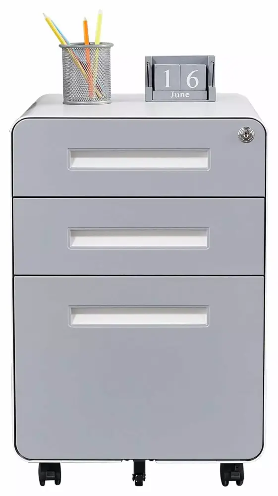 TiaGOC White File Cabinet Lock Modern Small Rolling Metal Filing Cabinet Home Office