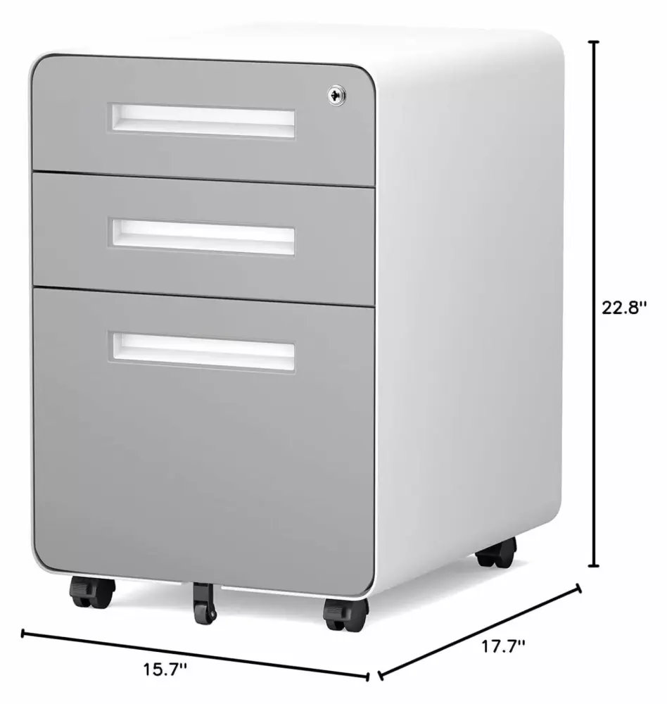 TiaGOC White File Cabinet Lock Modern Small Rolling Metal Filing Cabinet Home Office