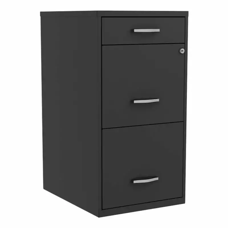 UrbanPro 18 3-Drawer Modern Metal Organizer File Cabinet Black Office Storage