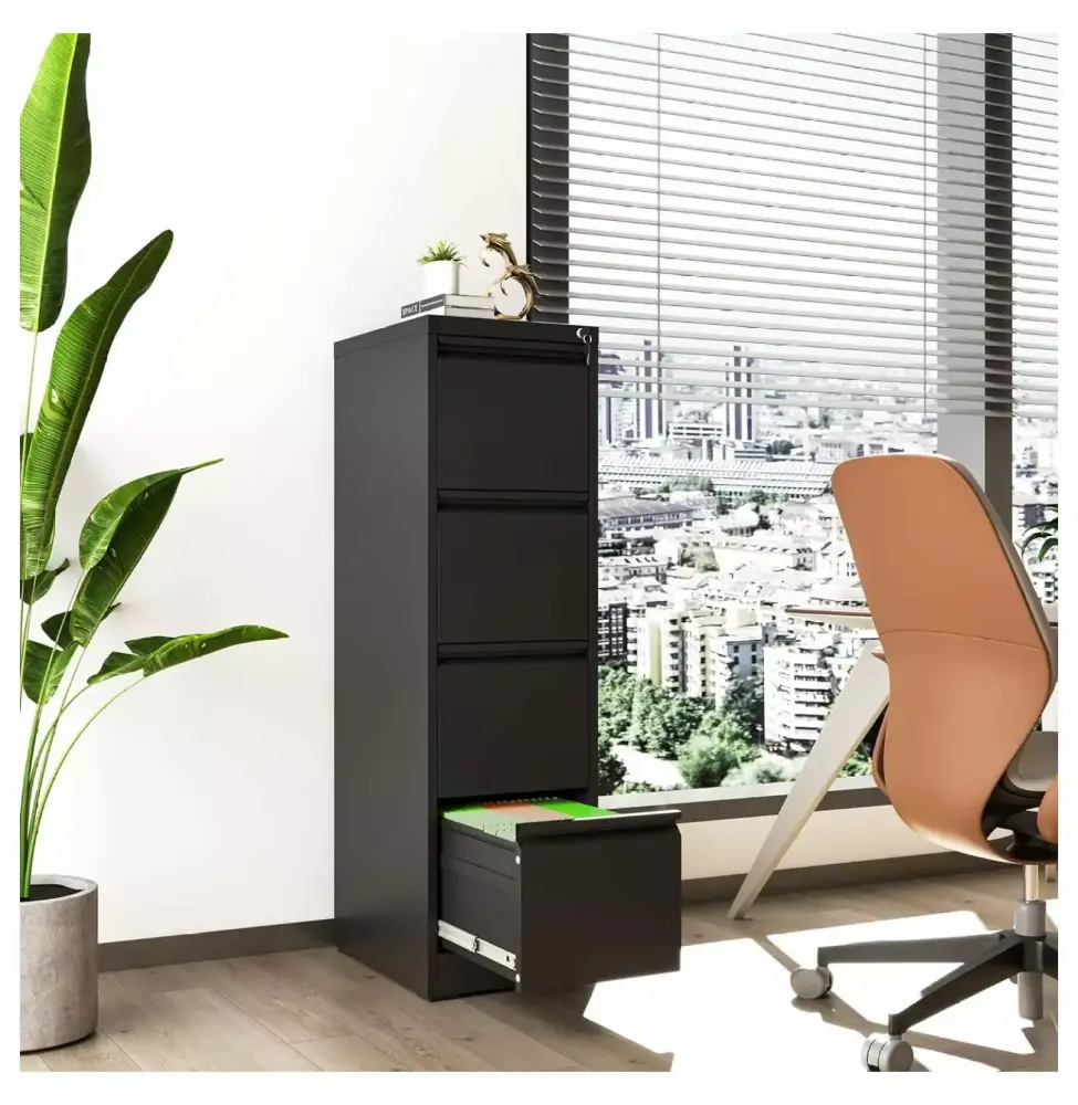 ZHANGHU 4 Drawer File Cabinet Lock Metal Vertical Filing Cabinets Home Office Steel Storage Cabinet Hanging Files